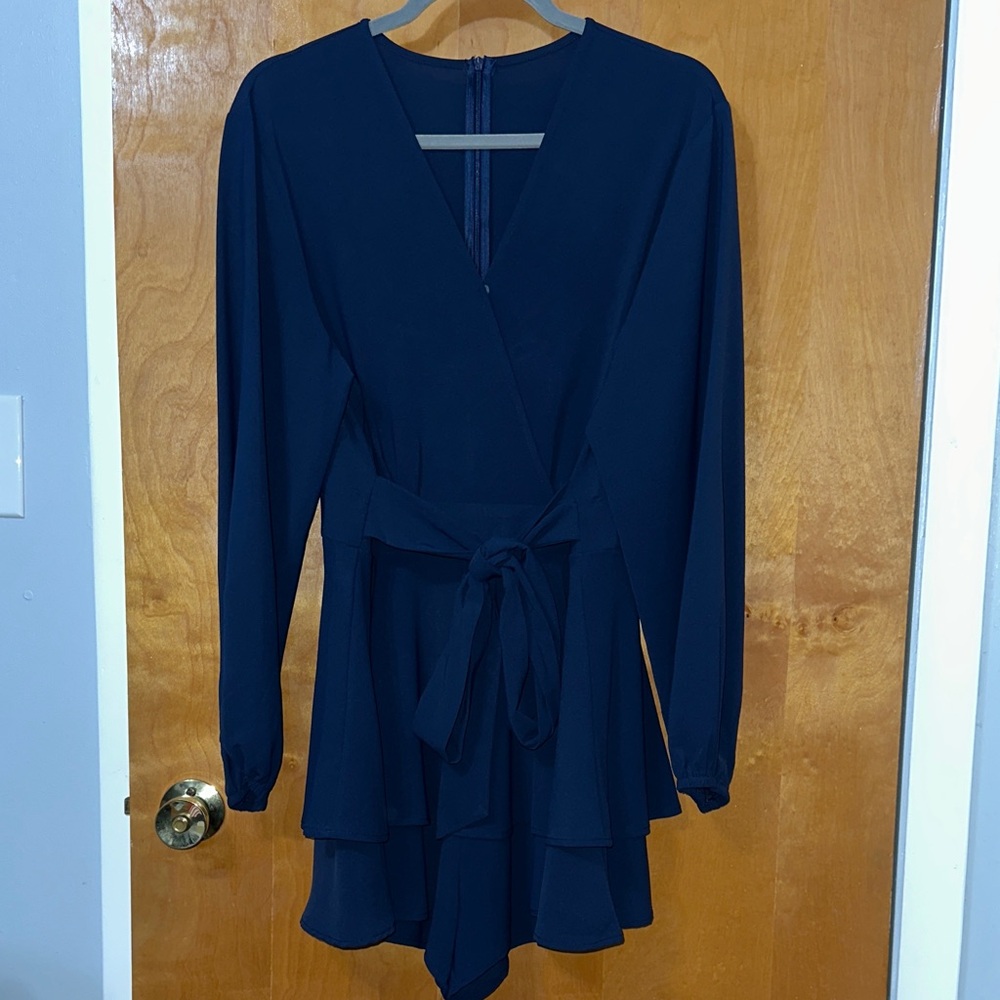 Elegant Navy Blue Wrap Romper